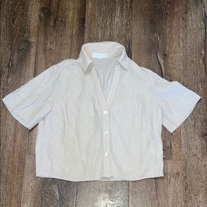 Zara Beige/Tan Cropped Button-Down Shirt LIKE NEW XS